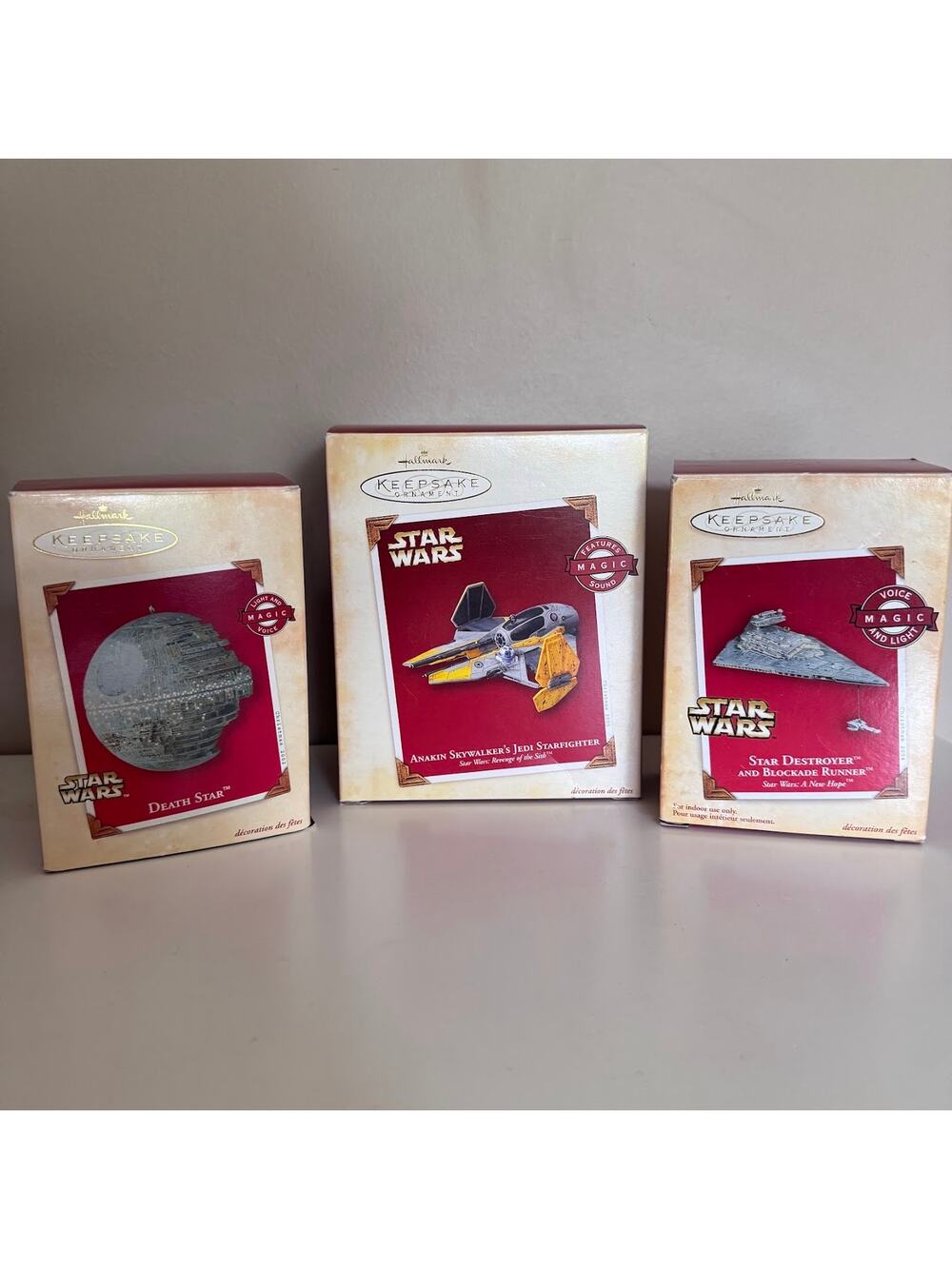 Hallmark Star Wars Keepsake Magic Light Ornament Lot Death Star Star Destroyer